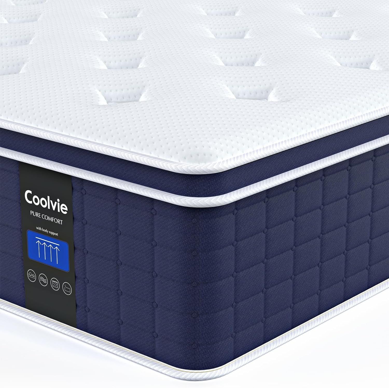 Coolvie 14 Inch King Size Mattress, Hybrid King Mattress in a Box, Medium Feel,...