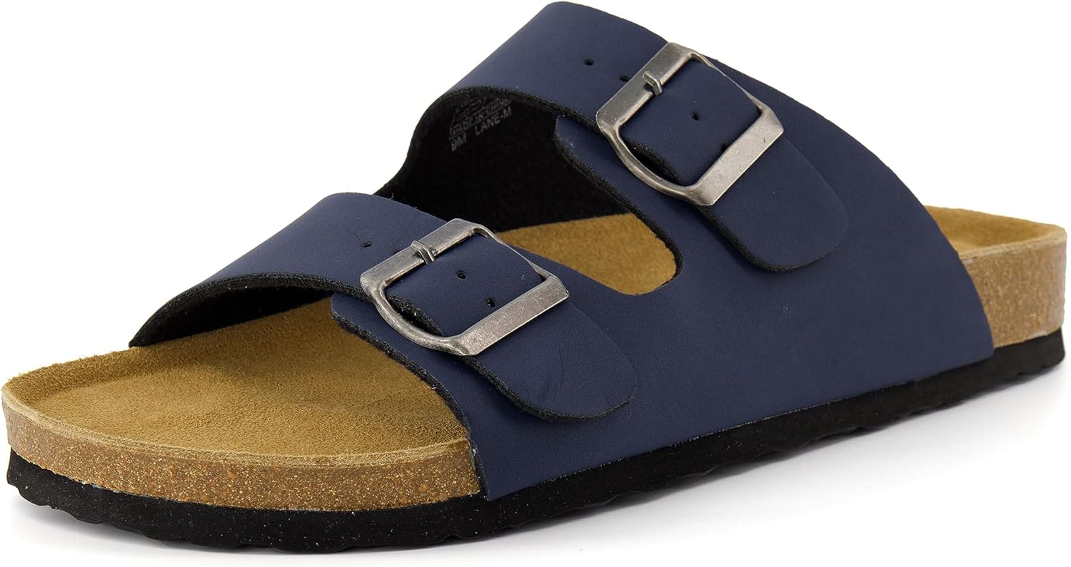 CUSHIONAIRE Men's Lane Cork footbed Sandal with Adjustable Buckle Straps +Comfor...
