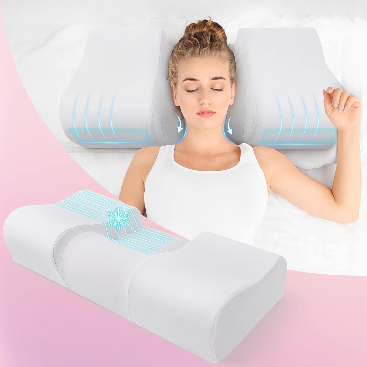 Hydomi Anti Wrinkle Pillow 2 In 1 Anti Aging Beauty Memory Foam Pillow, Neck Sup...