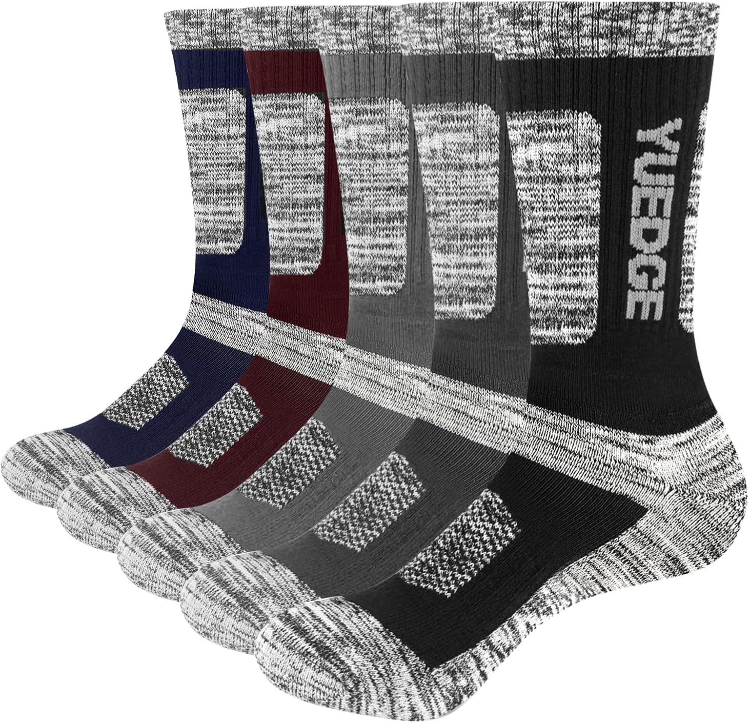 YUEDGE Men's 5 Pairs Wicking Breathable Cushion Comfortable Casual Crew Socks Mu...