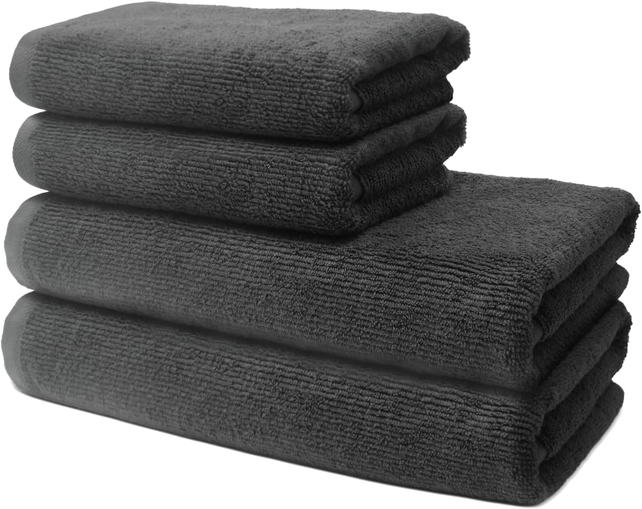 Set of 4 Pieces Bath Towels - 2 Bath Towels 70x140cm + 2 Hand Towels 50x100cm -...