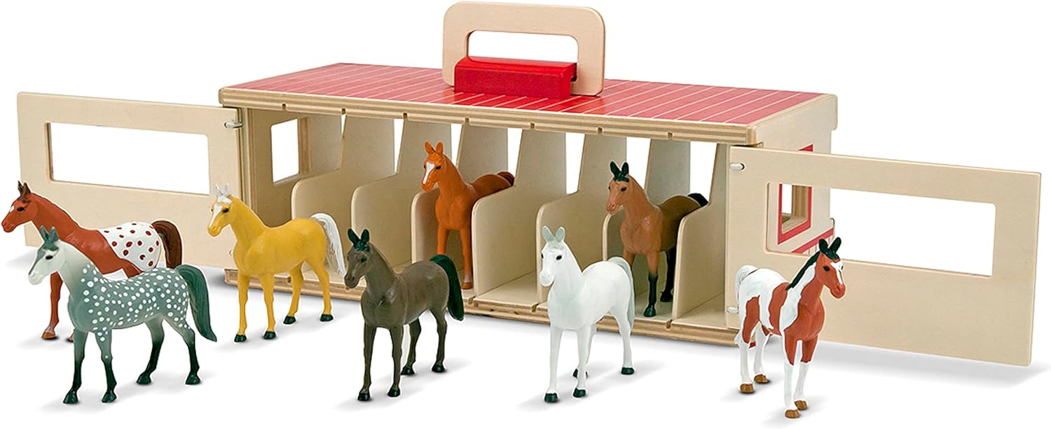 Melissa & Doug Show-Horse Stable, Wooden toy, Farm toy, Wooden stable toy, Toy s...