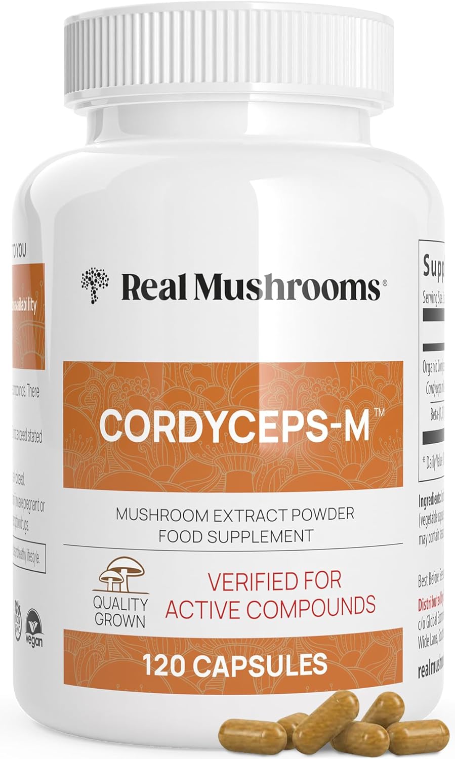 Real Mushrooms Cordyceps Capsules - Performance Supplement with Cordyceps Mushro...