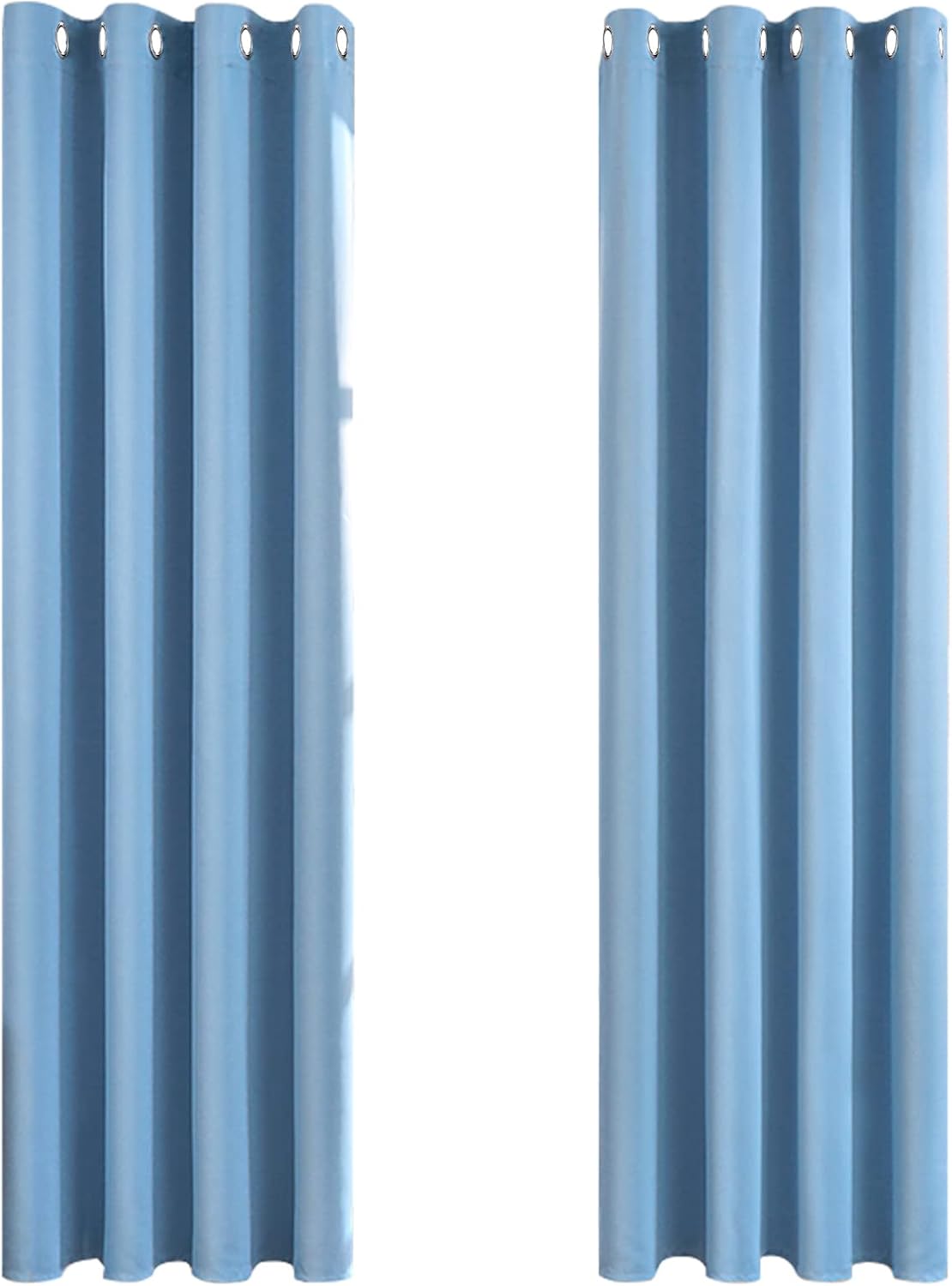 MRTREES Blackout Curtains Bedroom 90 Drop 2 Panels Sky Blue Eyelet Thermal Curta...