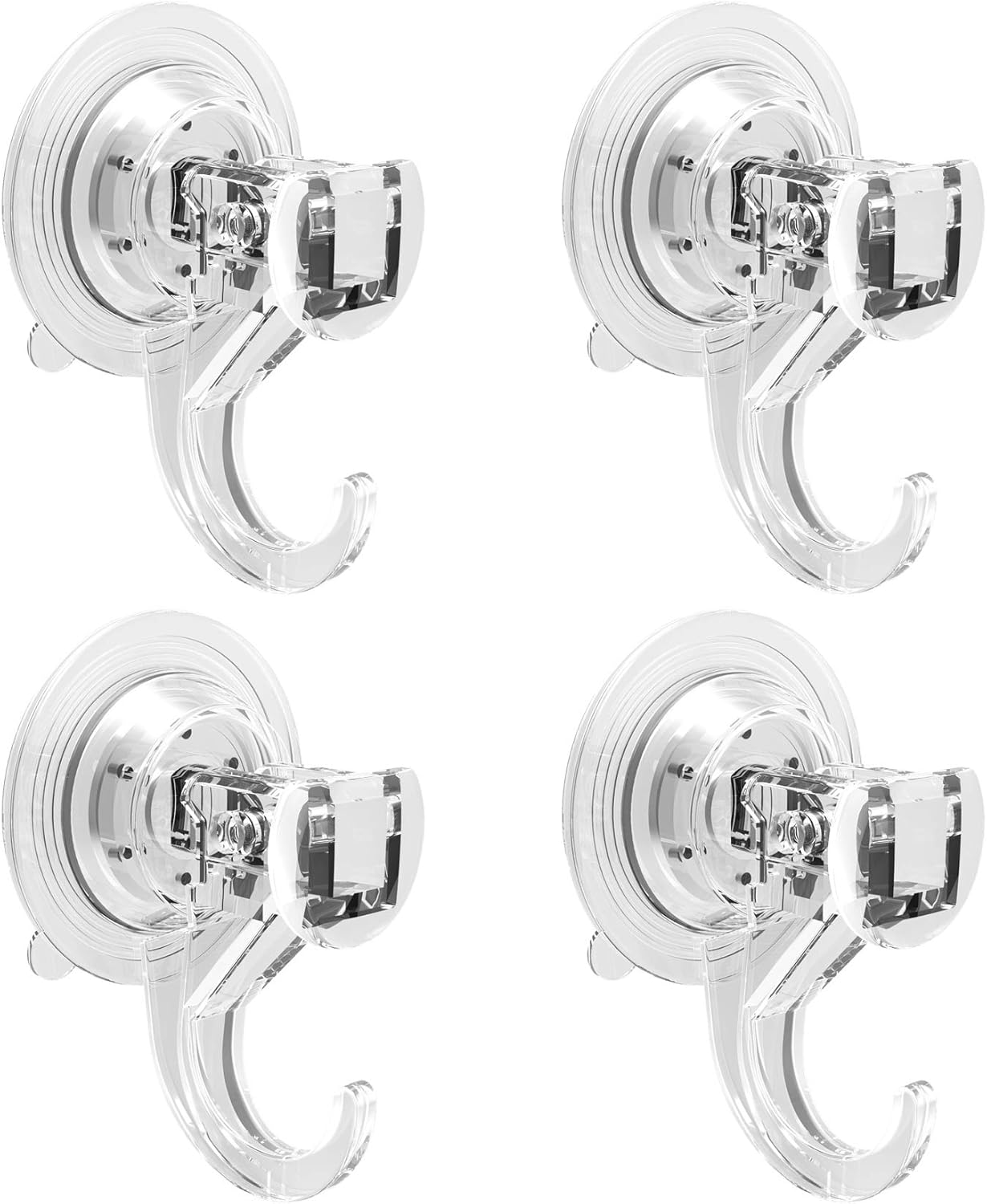 Quntis Suction Hooks 4 Packs, Powerful Push and Lock Vacuum Multi-Purpose Suctio...