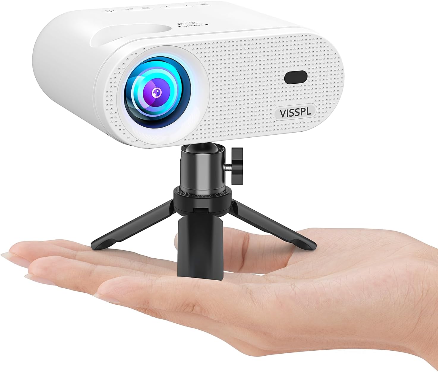 Mini Projector, VISSPL 1080P Full HD Portable Projector, Outdoor Movie Projector...