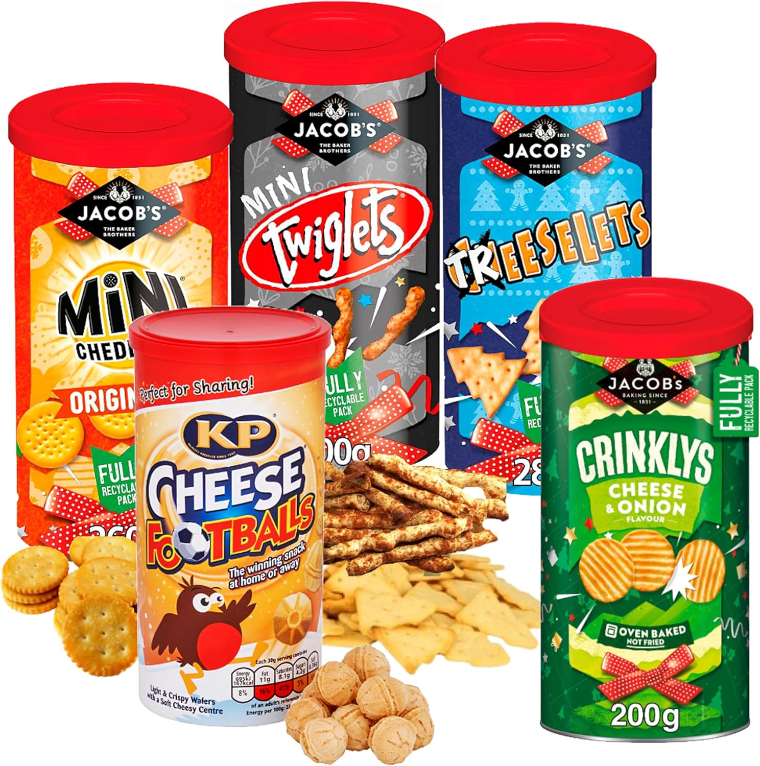 TOPLINE Jacobs & KP Christmas Snack Tubs - Assorted Crackers and Cheese Football...
