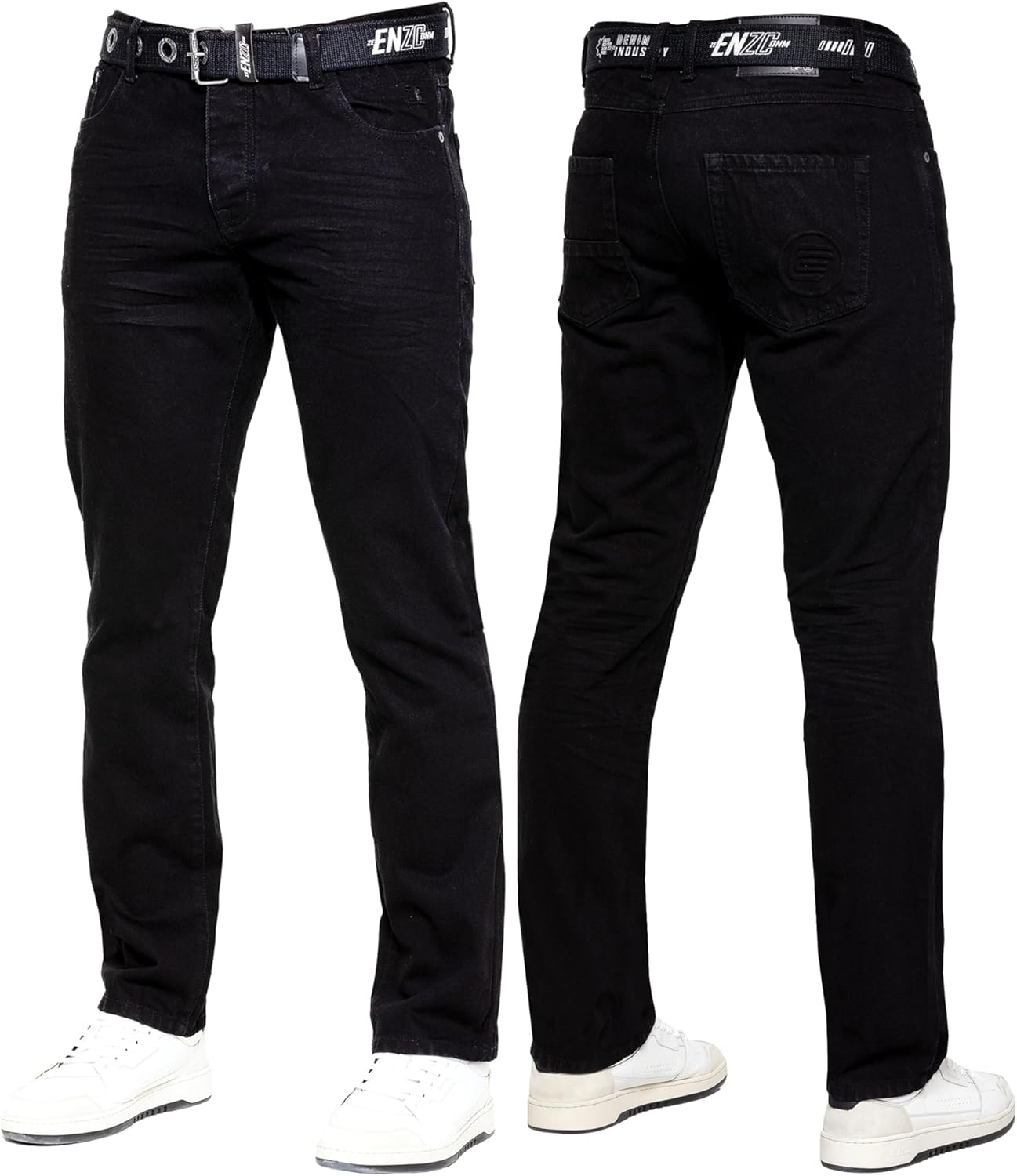 989Zé ENZO Mens Jeans Classic Straight Leg Casual Cotton Regular Fit Denim Pants...