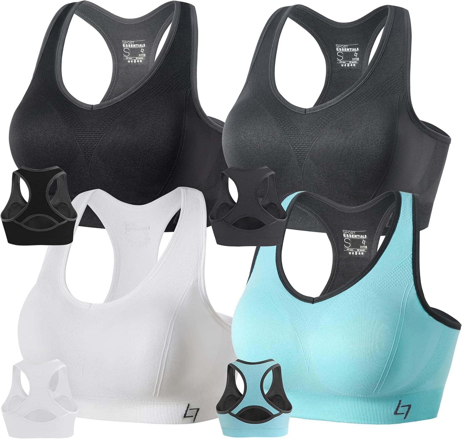 FITTIN Racerback Sports Bra for Women- Padded Seamless Activewear Bras for Yoga...