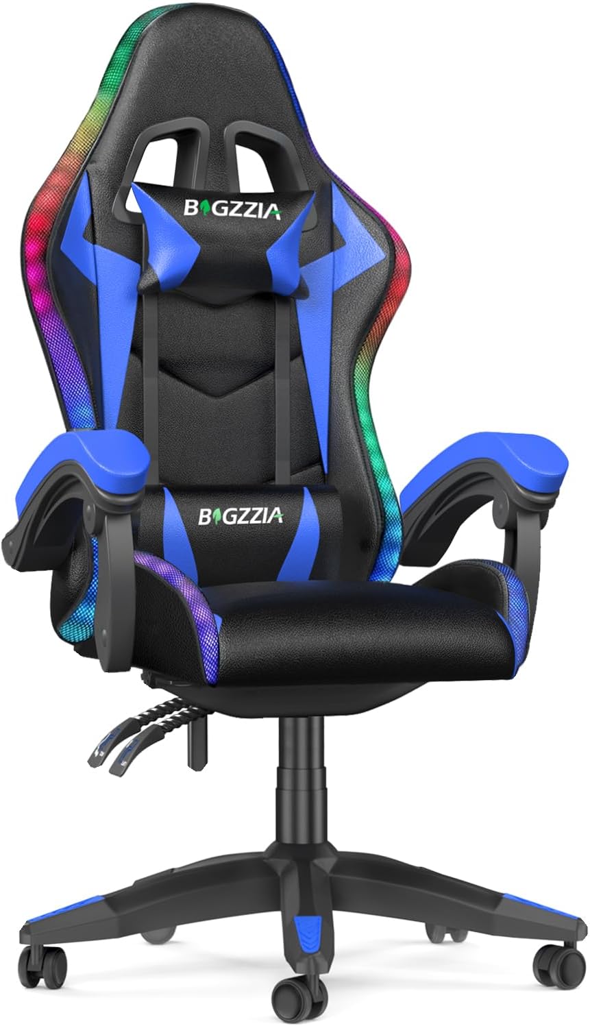 bigzzia RGB Gaming Chair with LED Lights and Ergonomic Computer Chair Reclining...