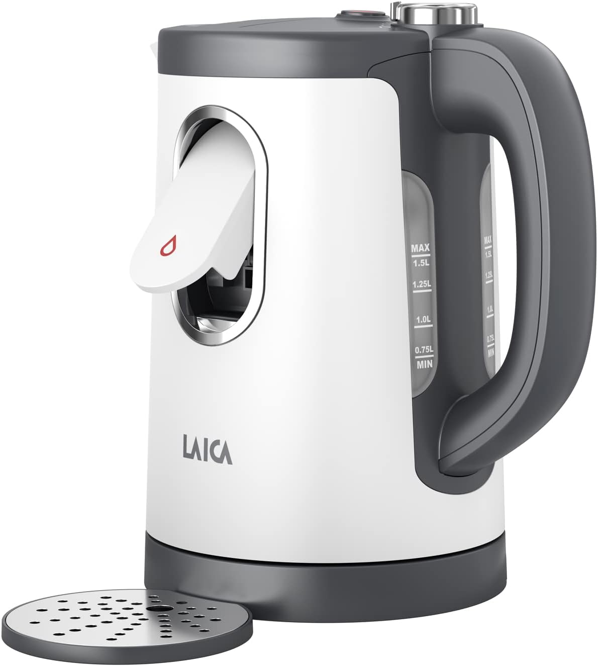 LAICA Dual Flo Electric Kettle - One-Cup Fast Boil Hot Water Dispenser - 1.5L Ca...