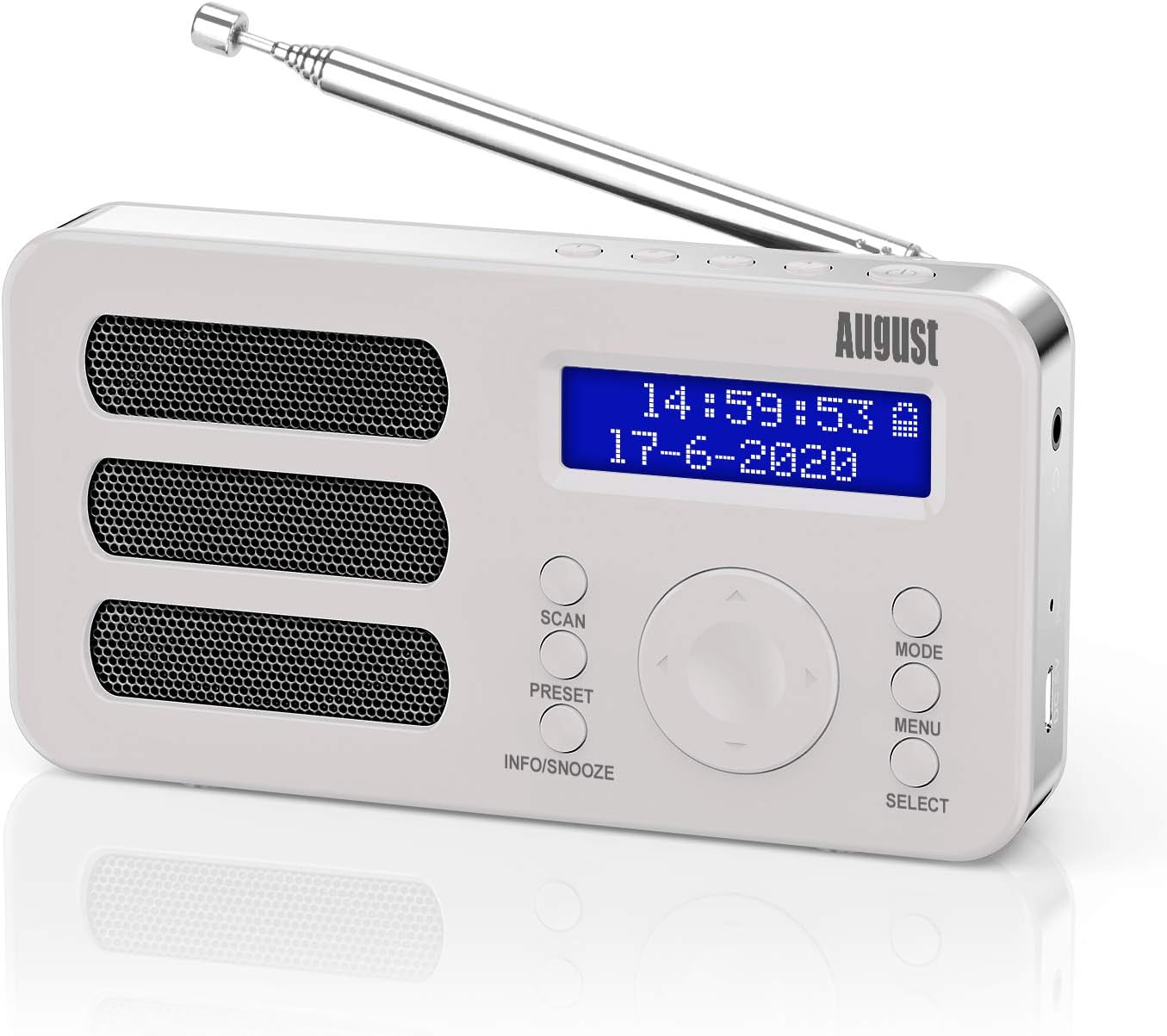 Portable DAB Radio - August MB225 - DAB/DAB +/FM - RDS Function, 40 Presets, Ste...