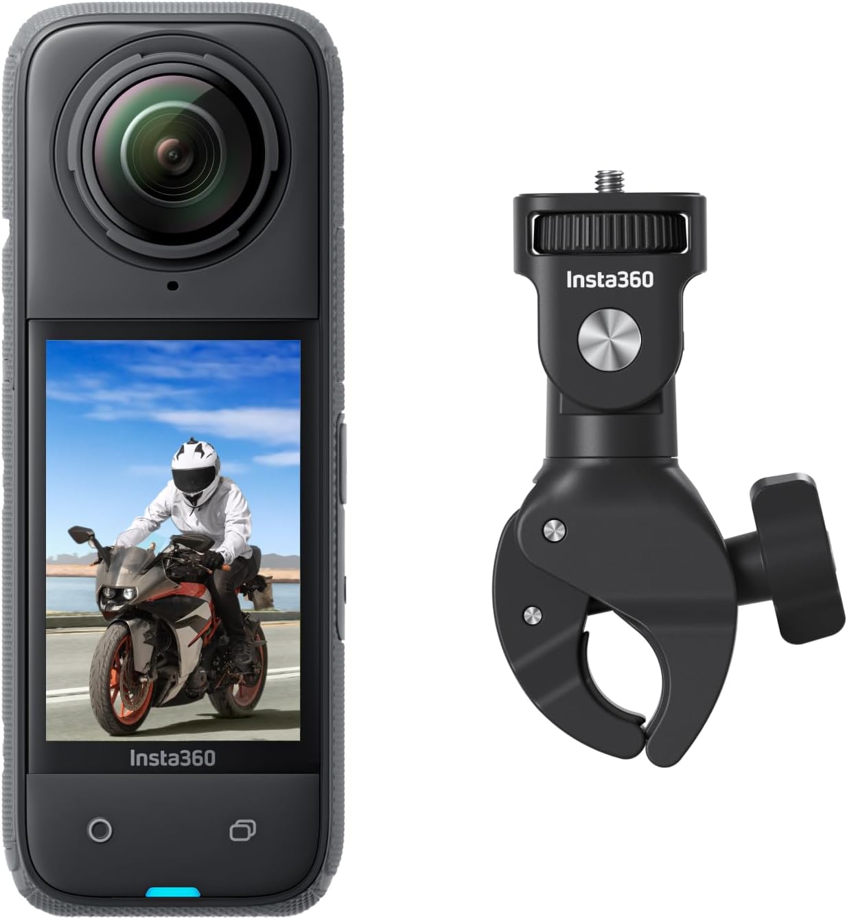 Insta360 X4 Motorcycle Handlebar Bundle - 8K Waterproof 360 Action Camera, 4K Wi...