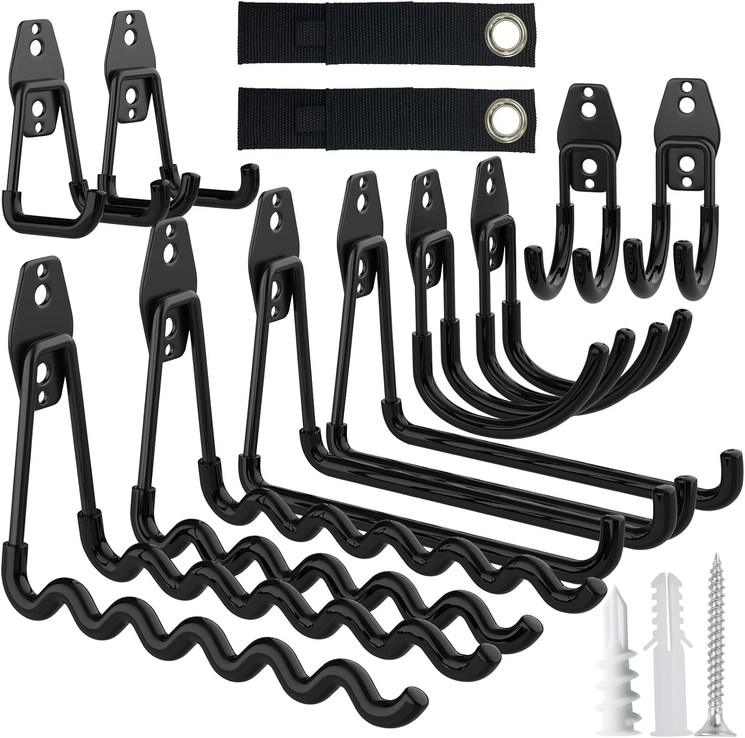 HSTMYFS 10 Pack Heavy Duty Garage Hooks with 2 Extension Cord Holder, Utility St...