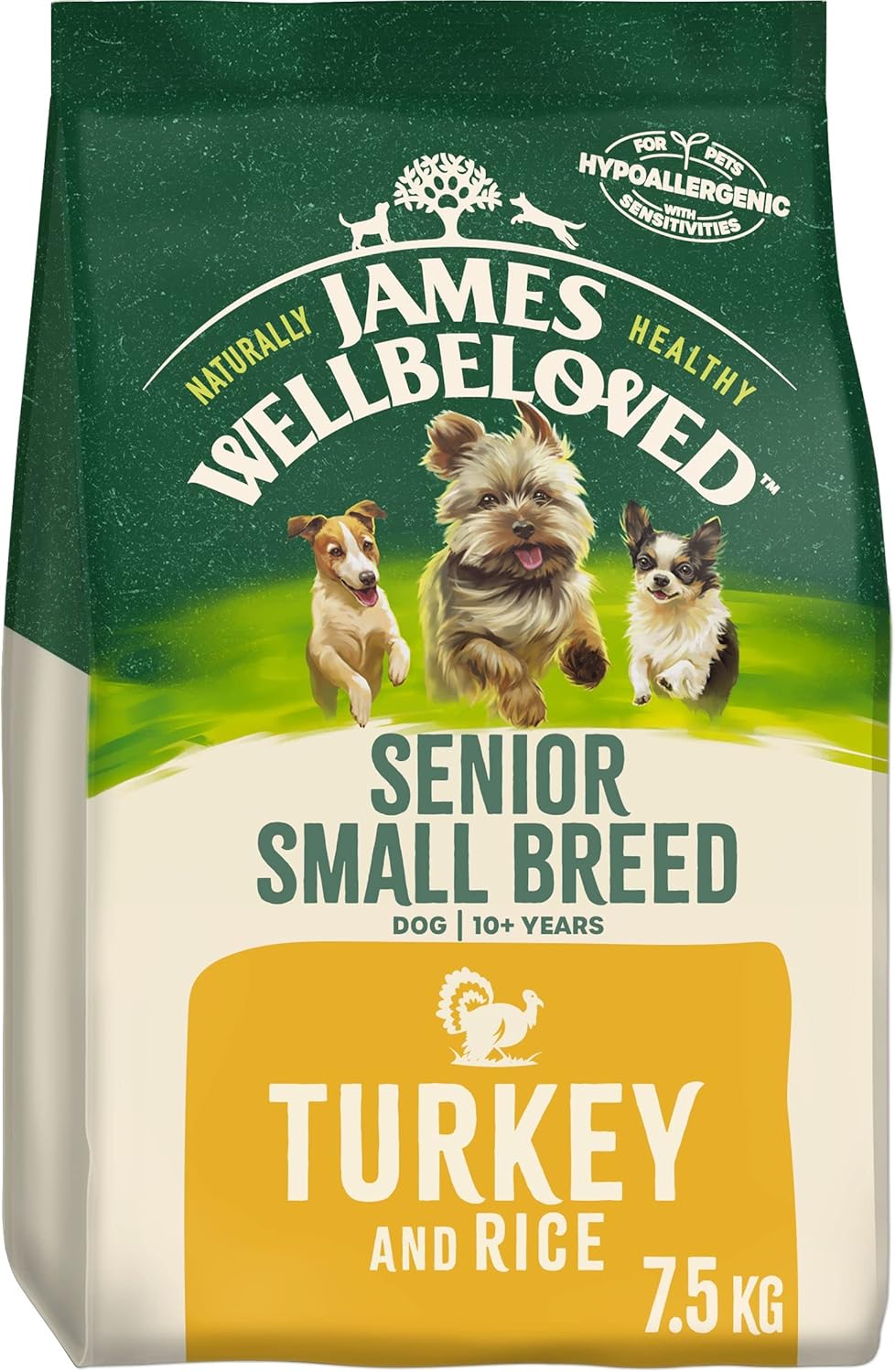 James Wellbeloved Complete Dry Senior Small Breed Dog Food Turkey and Rice, 7.5...