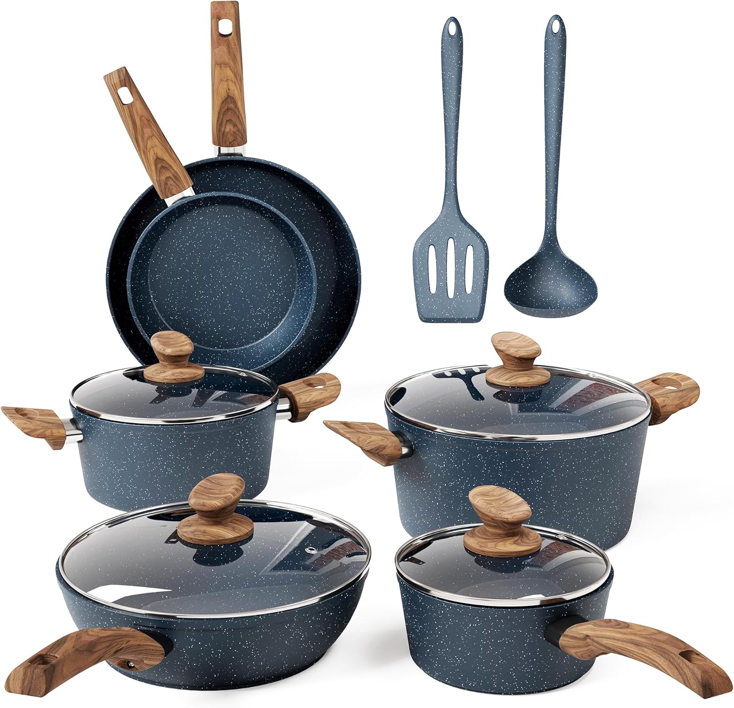 Kitchen Academy 12 Pieces Nonstick Pots and Pans Set, Induction Cooking Pan Set,...