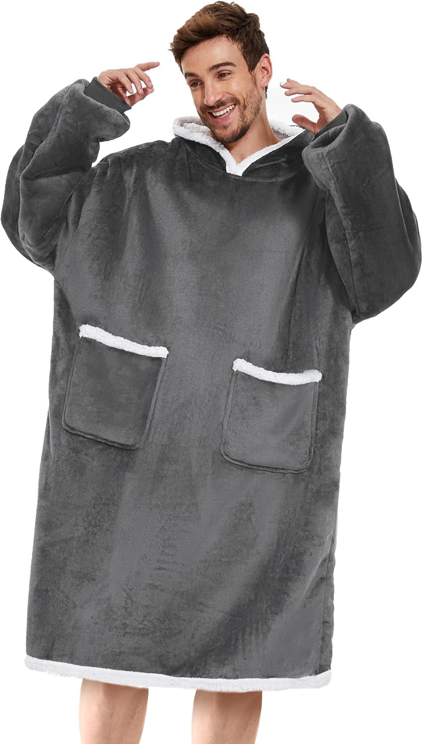 Gentlewarm Oversized Blanket Hoodie, Wearable Hooded Blanket, Soft Sherpa Fleece...