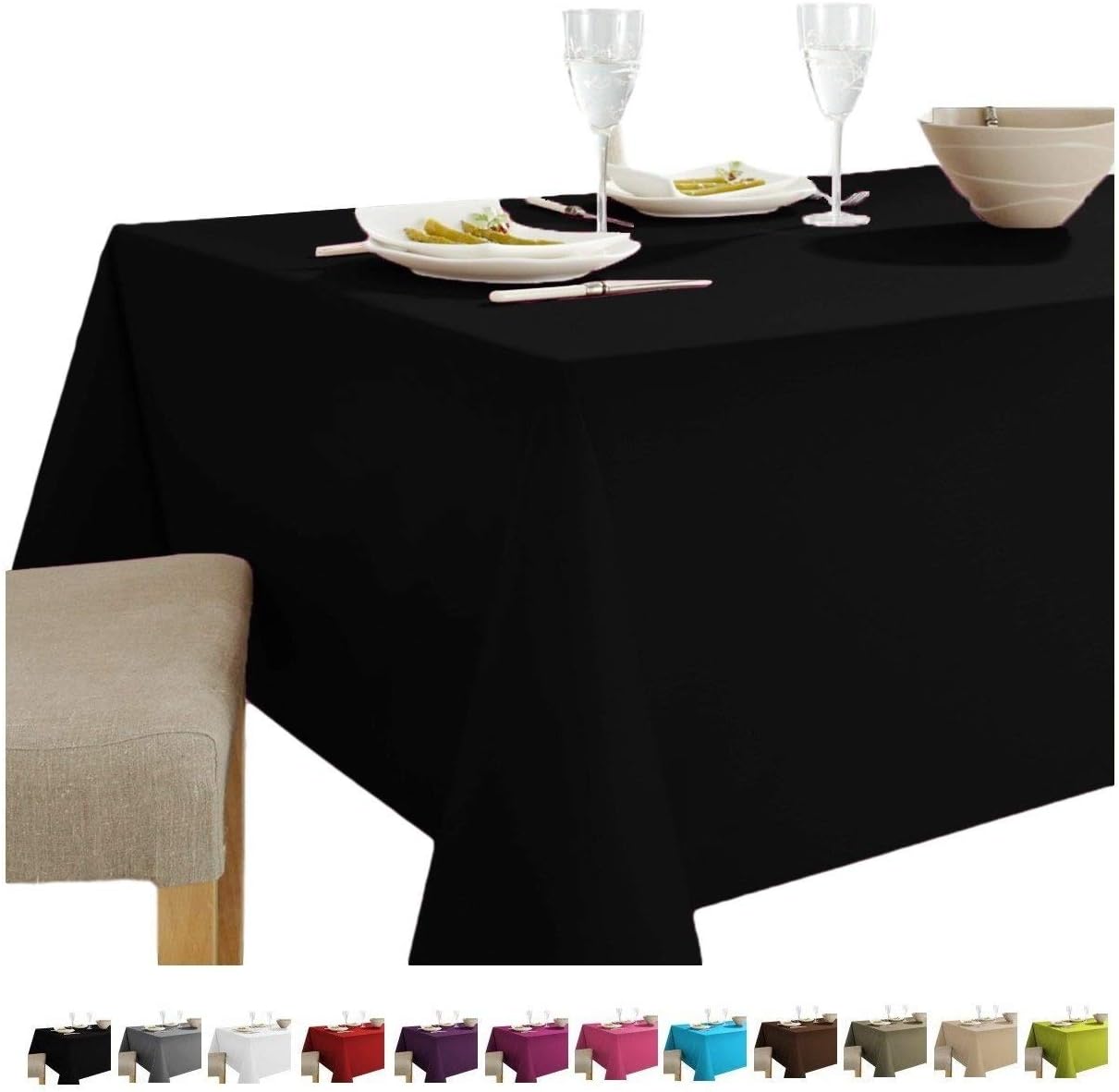 HomeDirectIE Extra Large Easy-Care Quality Rectangular Fabric Tablecloth Table C...