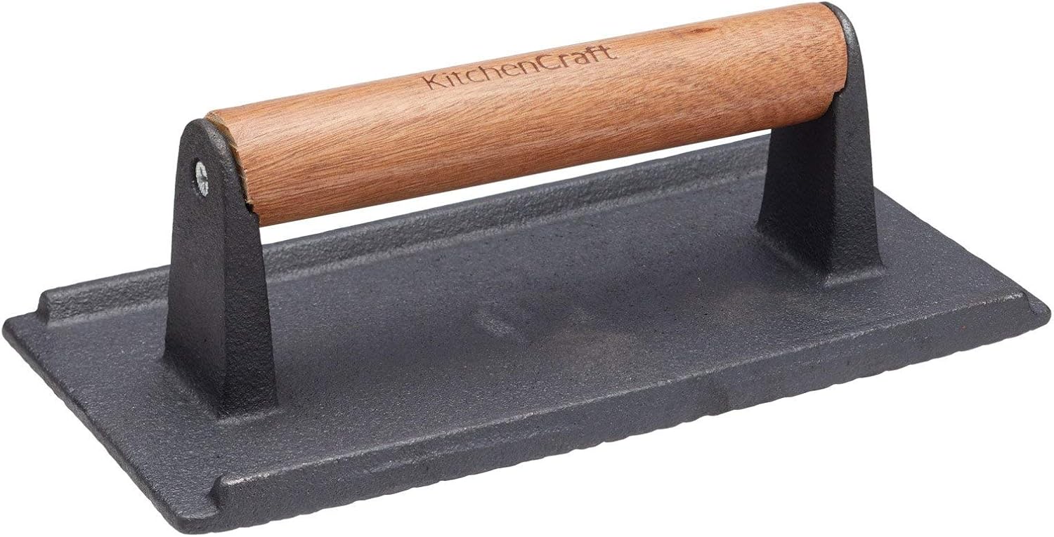 KitchenCraft Cast Iron Bacon Press, Grill BBQ Burger Press, Steak Weight, 21 x 1...