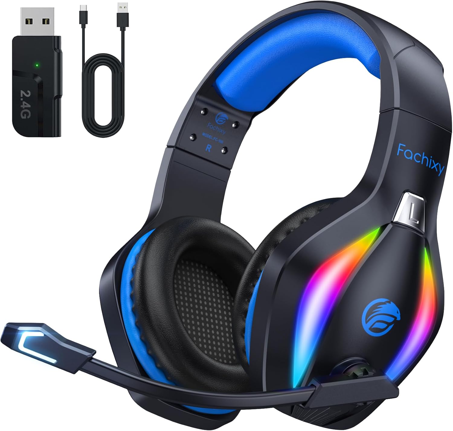 Fachixy「2024 New」FC100 Wireless Gaming Headset - 2.4GHz & Bluetooth Headphones...