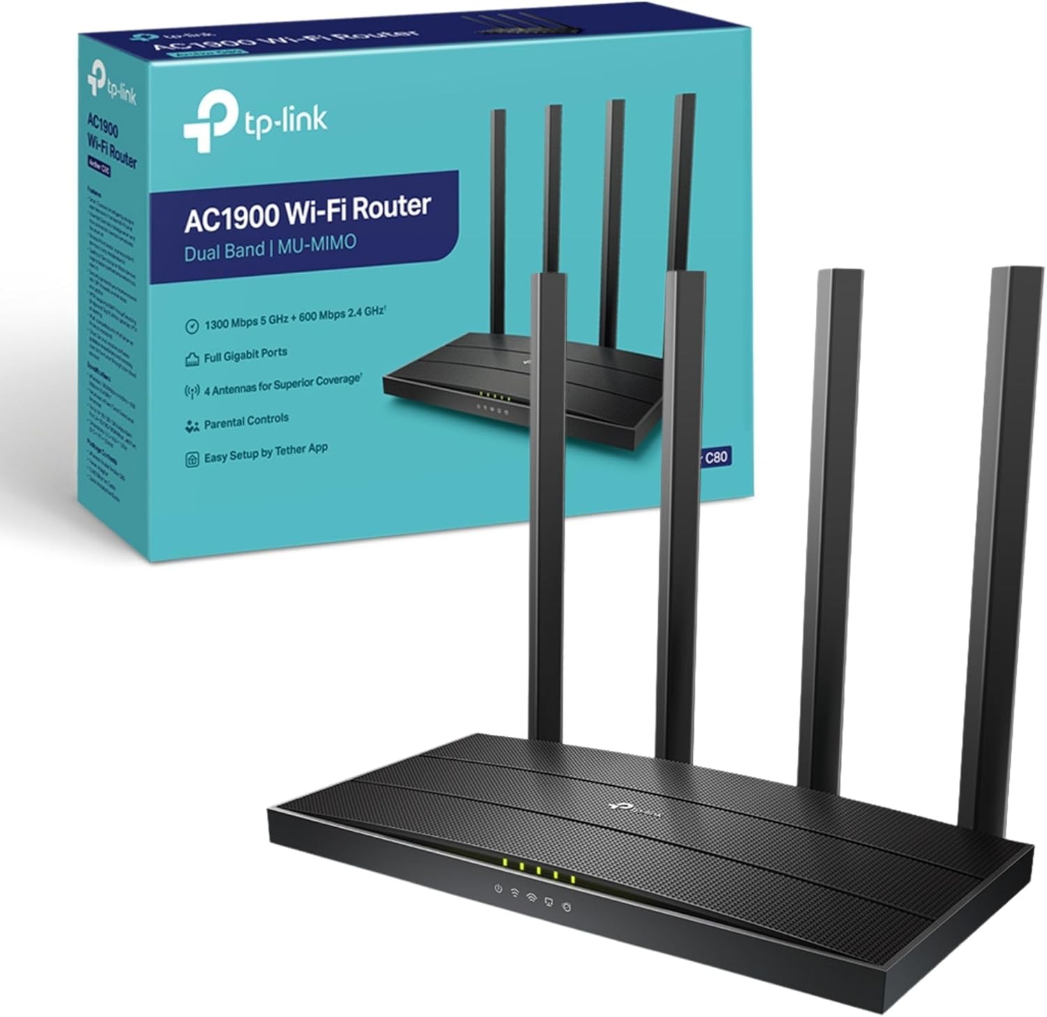 TP-Link Archer C80 AC1900 MU-MIMO Dual Band Wireless Gaming Router, Wi-Fi Speed...