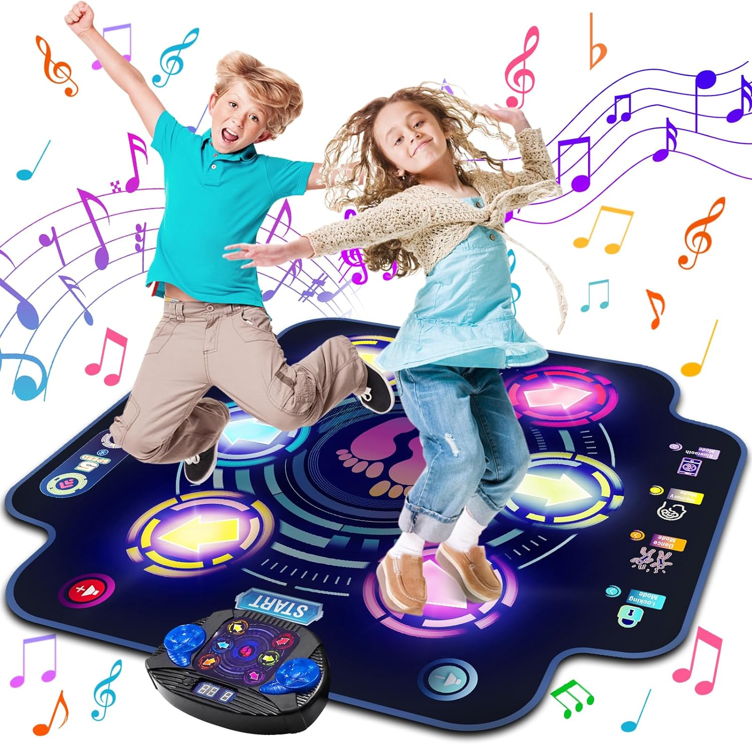 Dance Mat for Kids - Electronic Dance Pad with Light-up 6-Button & Wireless Blue...