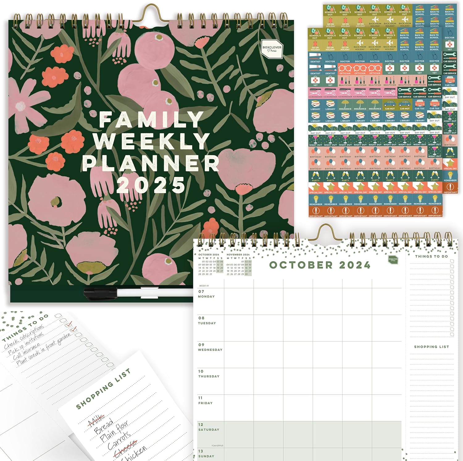 Boxclever Press Family Weekly Planner 2025. 2025 Calendar UK with 6 Columns. Fam...