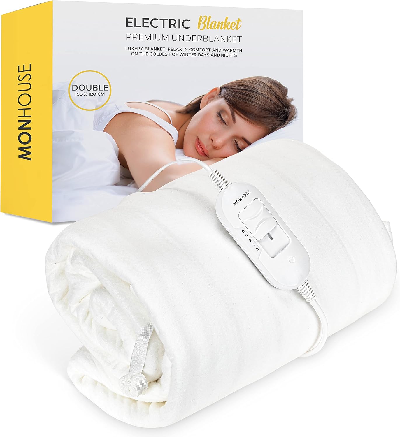 MONHOUSE Premium Soft Fleece Electric Blanket - Heated Under Blanket - Heated Ma...