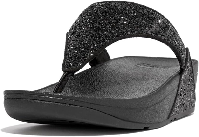 Fitflop Women's Lulu Glitter Toe-Thongs 4 UK Black Glitter