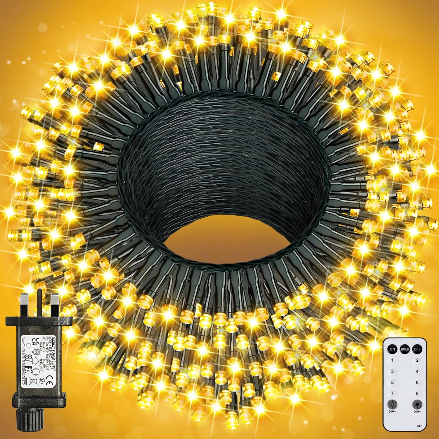 YAGOPAL Christmas Fairy Lights 100M 800LEDs Outdoor String Lights Warm White 8 M...