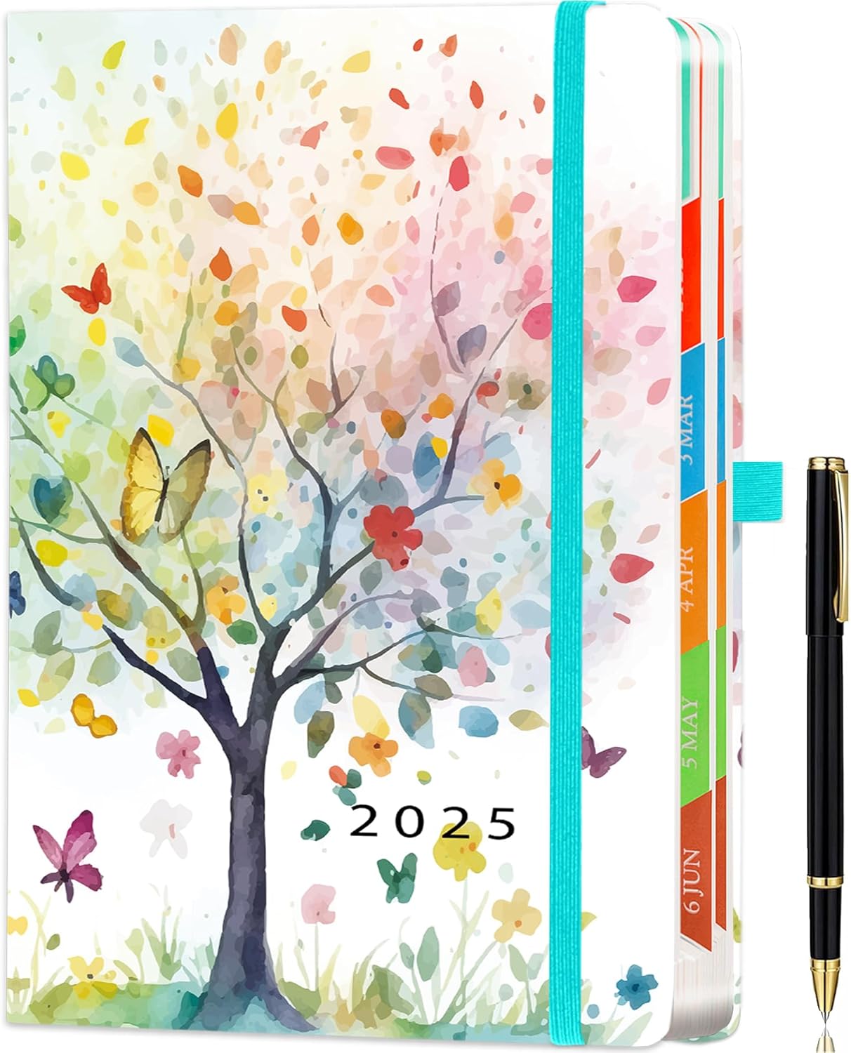 2025 Diary A5 Page a Day, Jan-Dec, Full Year Daily Planner with Colorful Monthly...
