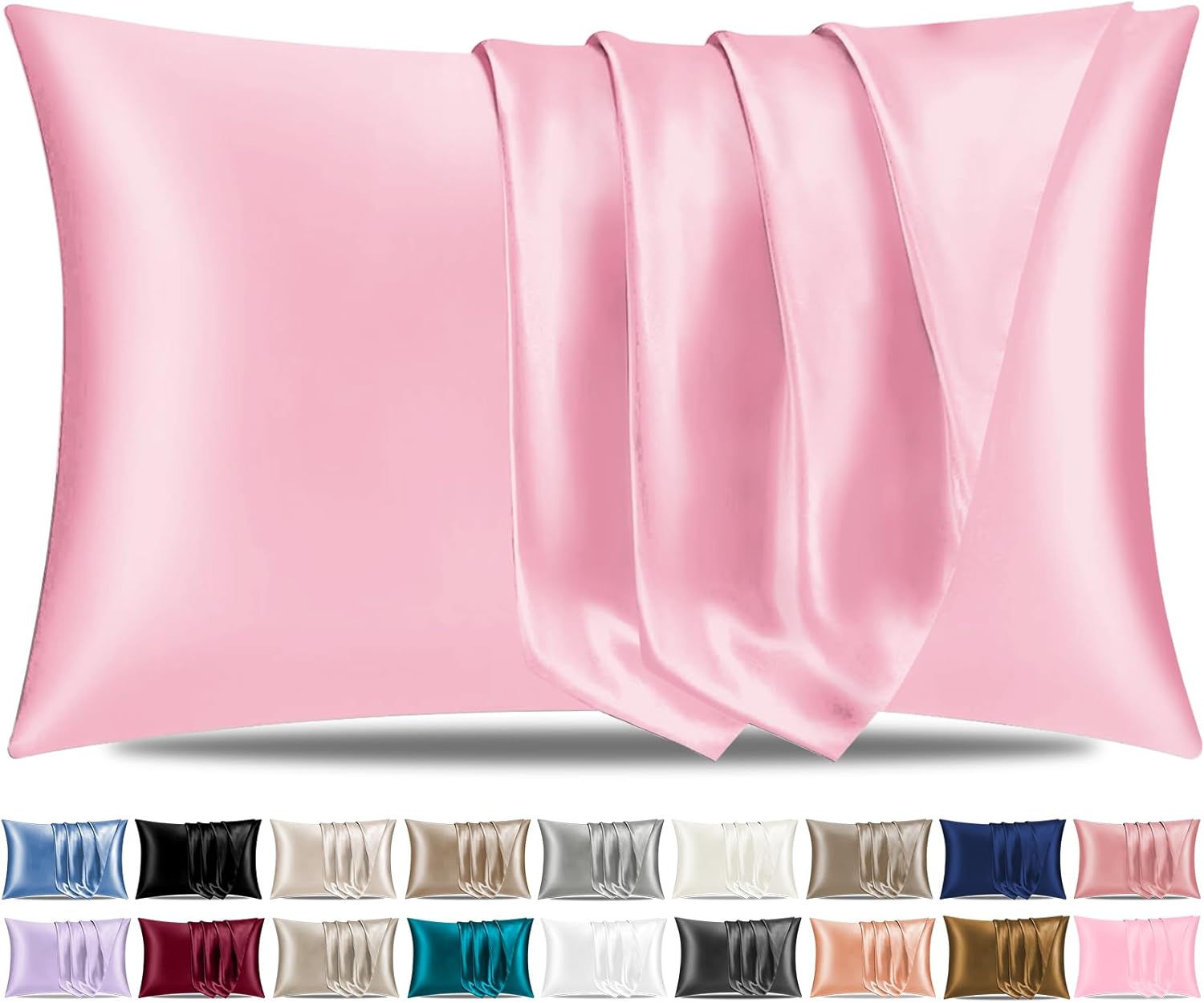 Pamposh Satin Silk Pillowcases For Hair And Skin 2 Pack Standard Size with Envel...