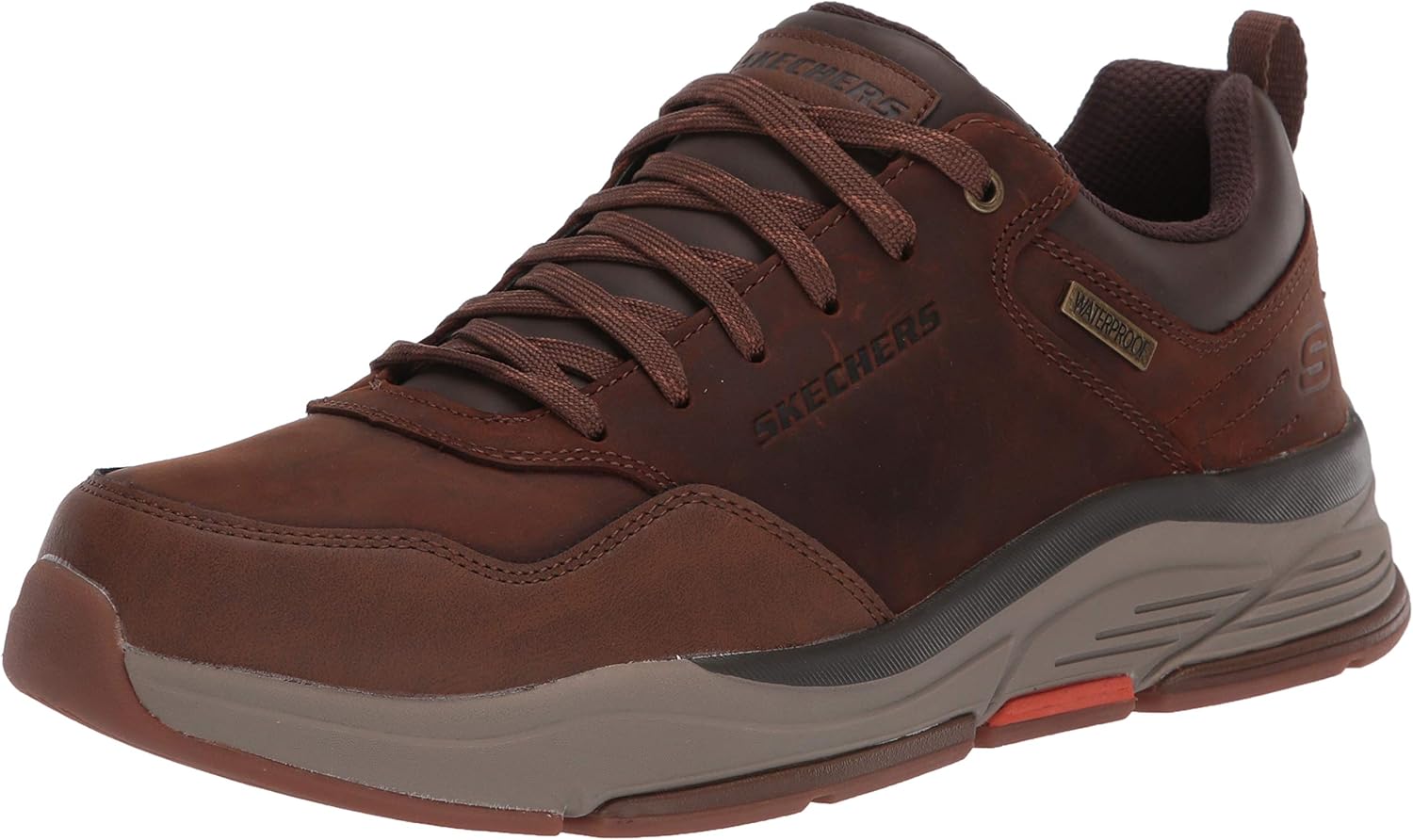 Skechers Men's Benago Trainers 7 UK Dark Brown Waterproof Leather