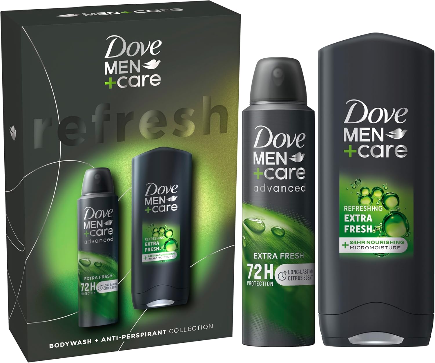 Dove Men+Care Extra Fresh Duo Gift Set 3-in-1 hair, face & body wash and anti-pe...