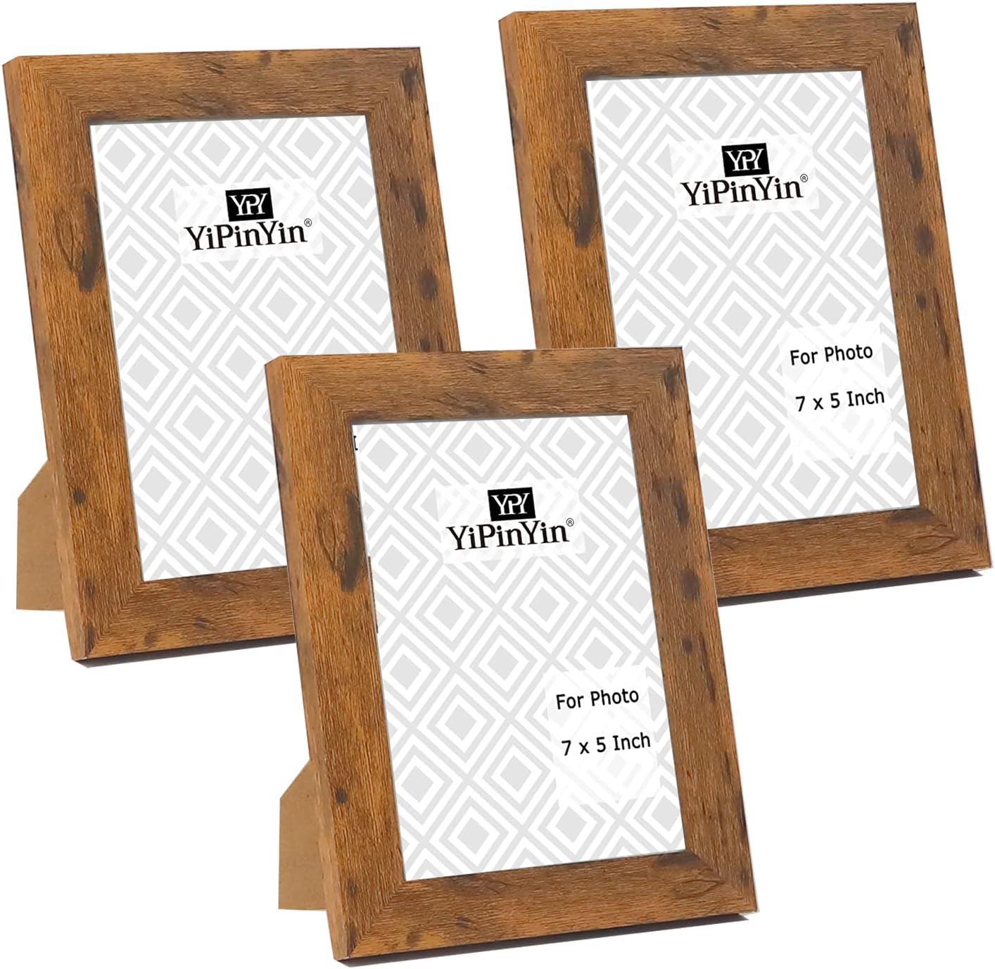 7x5 Inch Rustic Wood Photo Frame set of 3, 5x7 Inch Picture frames 3 Pack With G...