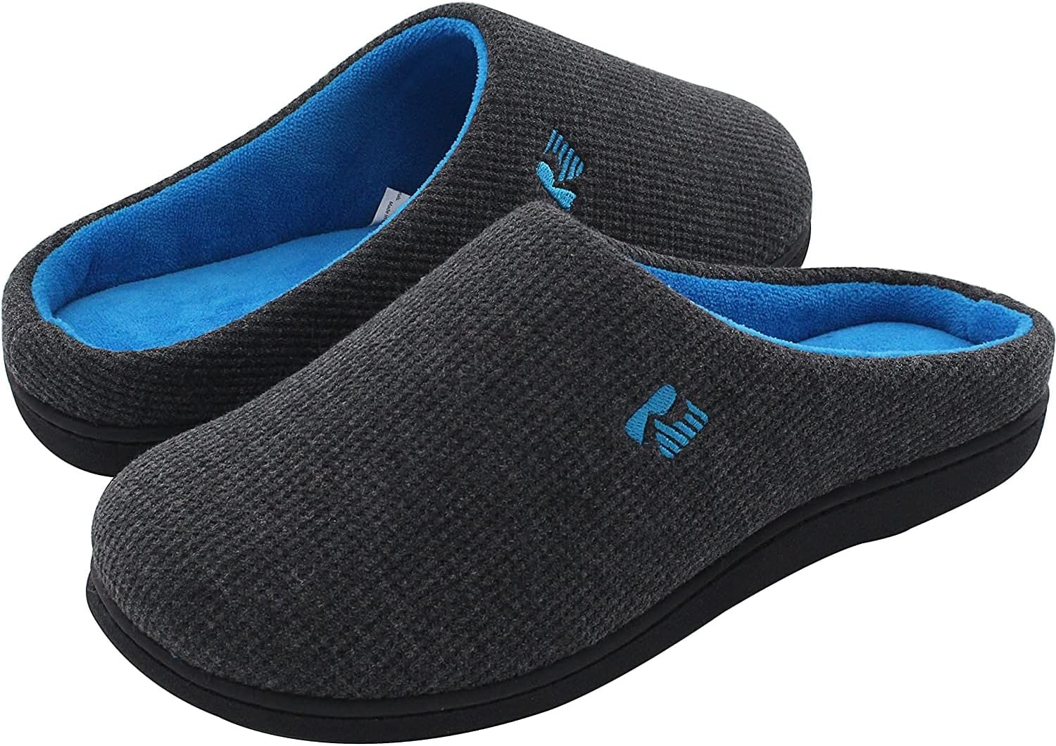 RockDove Women's Original Two-Tone Memory Foam Slipper 5/6 UK Dark Grey and Blue