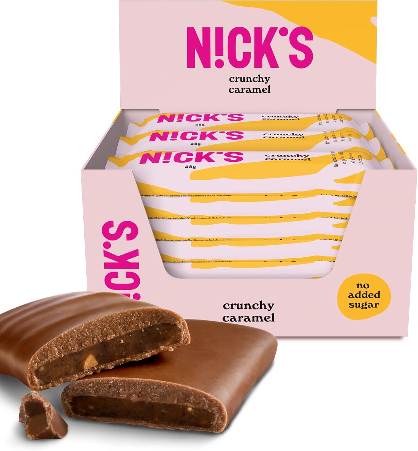 NICKS Crunchy Caramel Keto Chocolate Bars No Added Sugar, 88 Calories, 1.8 Net c...
