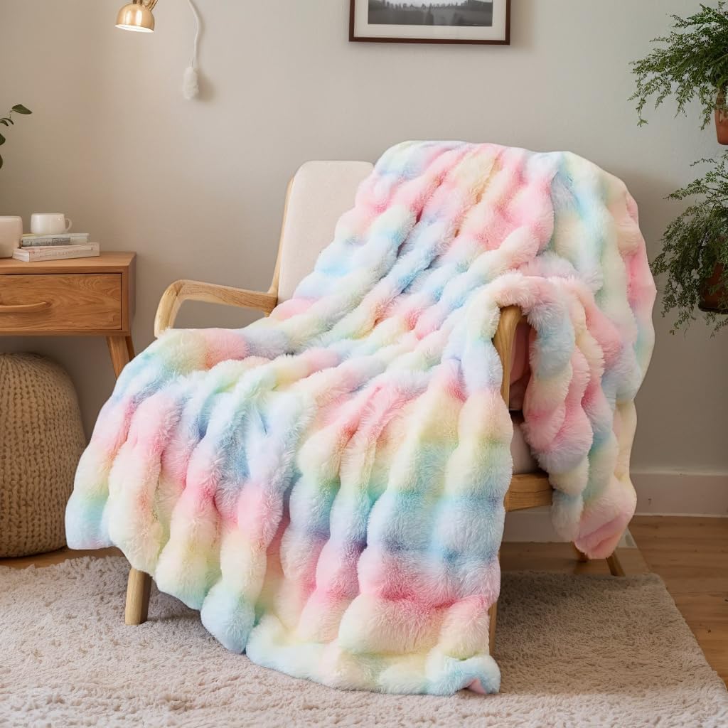 SHANNA Soft Warm Rabbit Plush Fleece Blankets Thick 1000 GSM Throws for Sofa Lar...