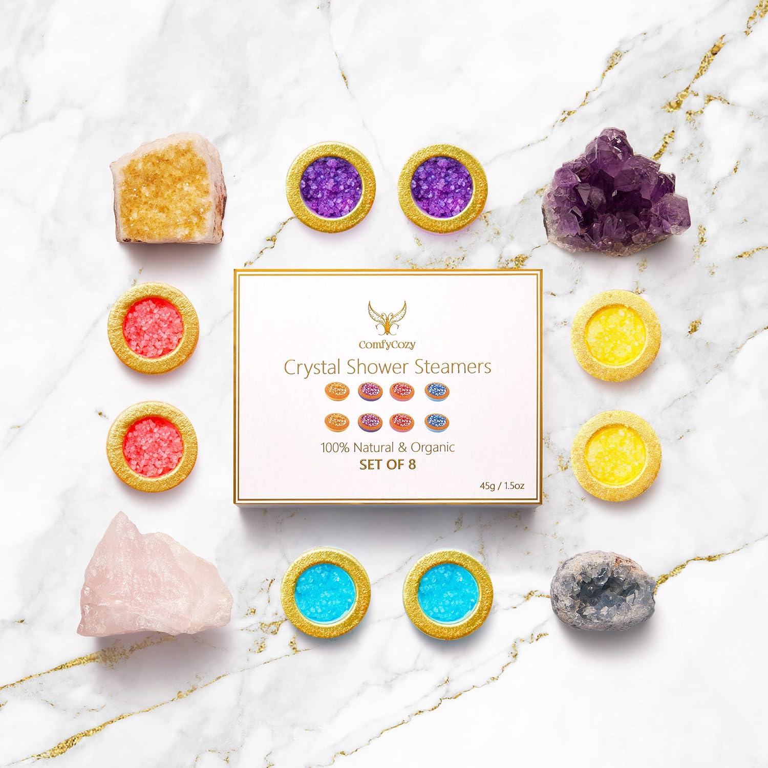 ComfyCozy Crystal Shower Steamers Luxury Gift Set | Bath Relaxation Beauty Self...
