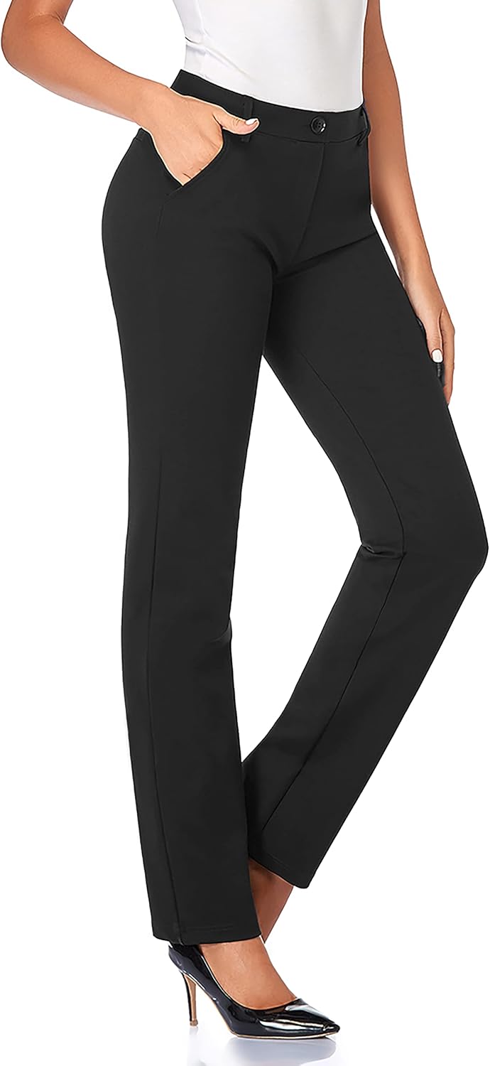 Tapata Women's 28''/30''/32''/34'' Stretchy Straight Dress Pants with Pockets Ta...