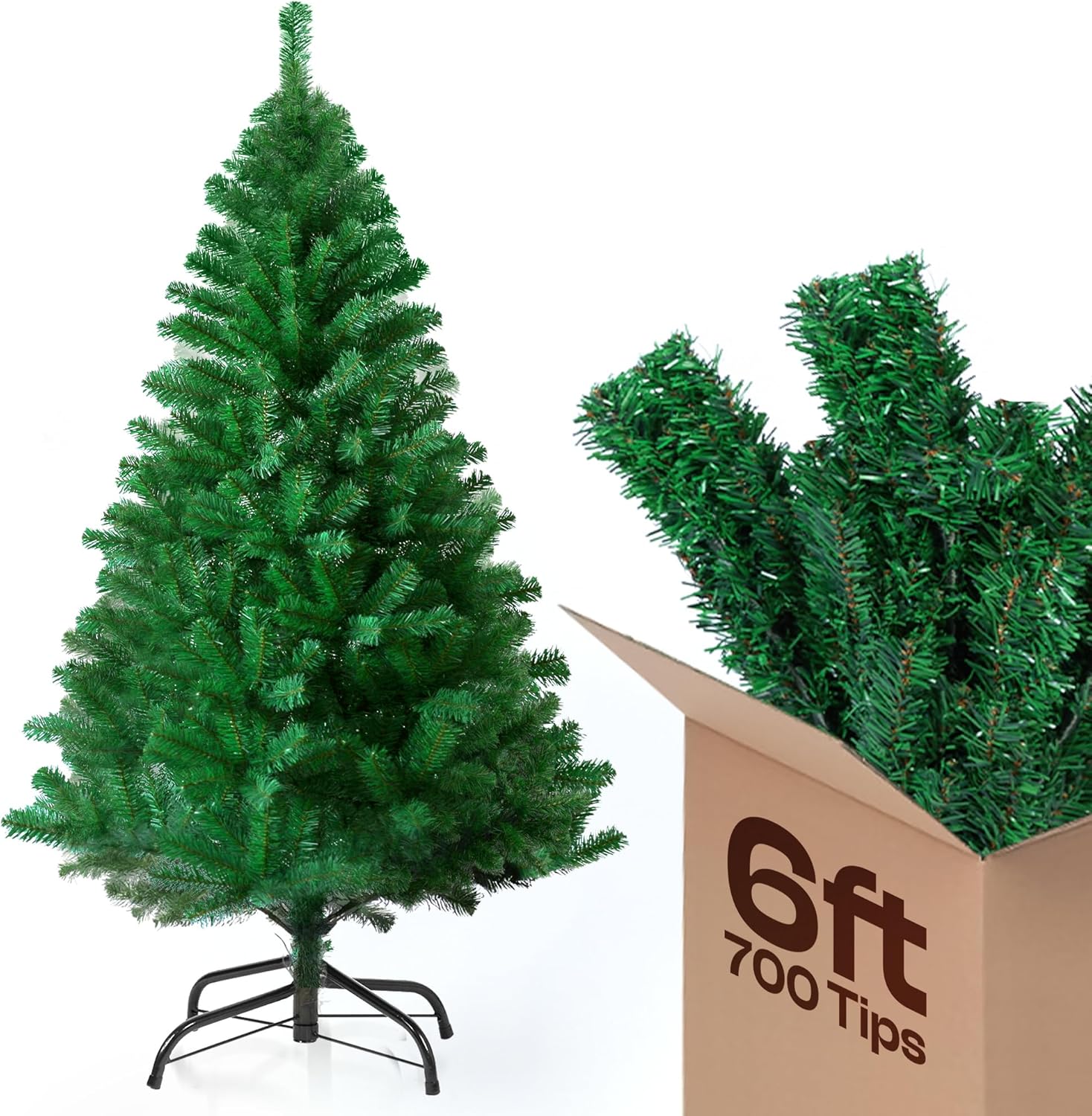KLASS 6ft Christmas Tree 700 Tips Lush Xmas Tree Premium PVC Realistic Artificia...
