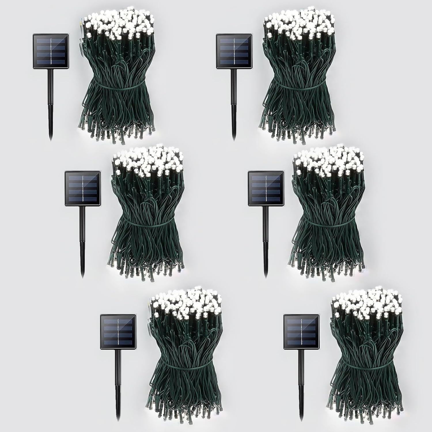 Albelt 6-Pack White Solar Christmas Lights, Green Wire 720LED 255FT Solar String...