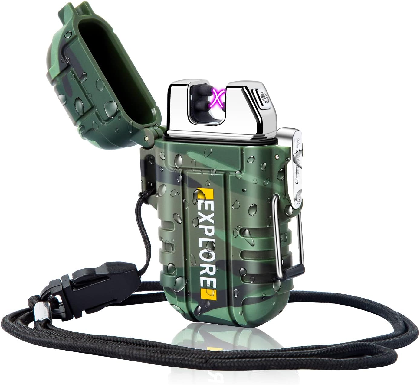 LcFun Waterproof Lighter Outdoor Windproof Lighter Dual Arc Lighter Electric Lig...