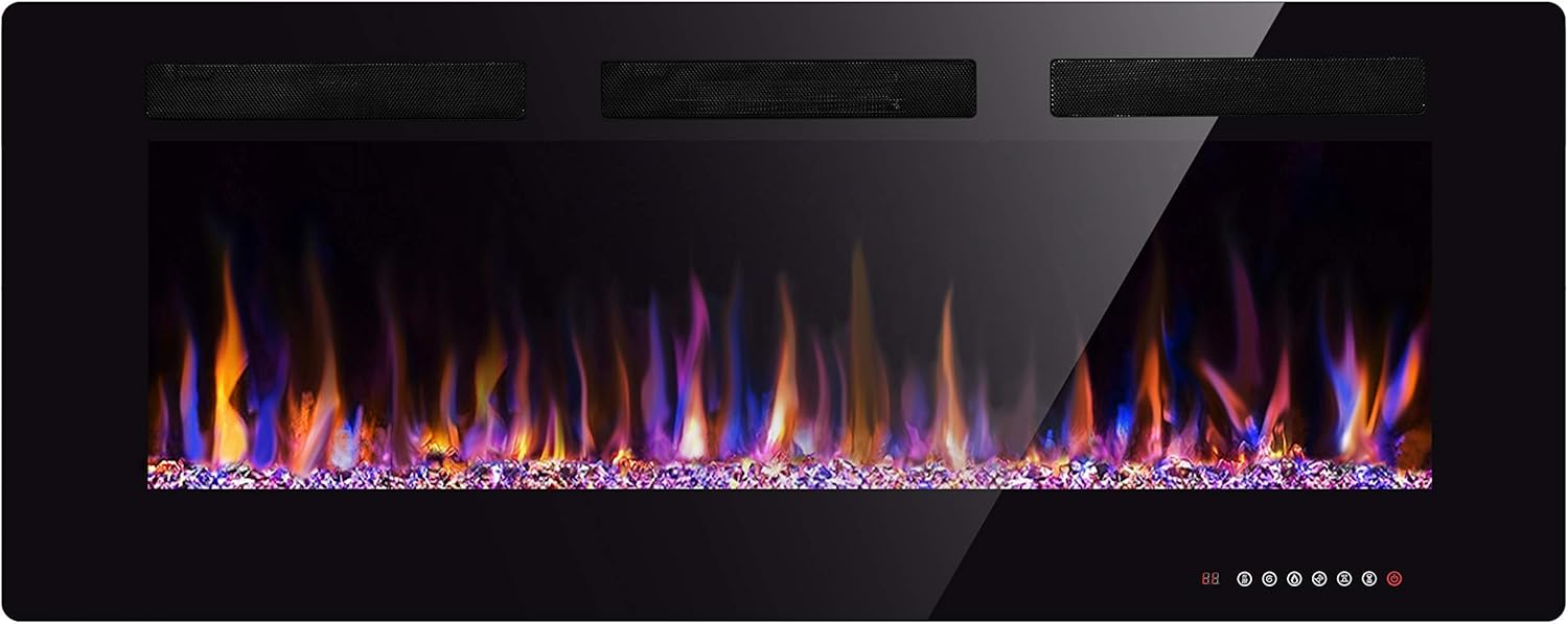 50" Electric Fireplace in-Wall Recessed and Wall Mounted 1500W Fireplace Heater...