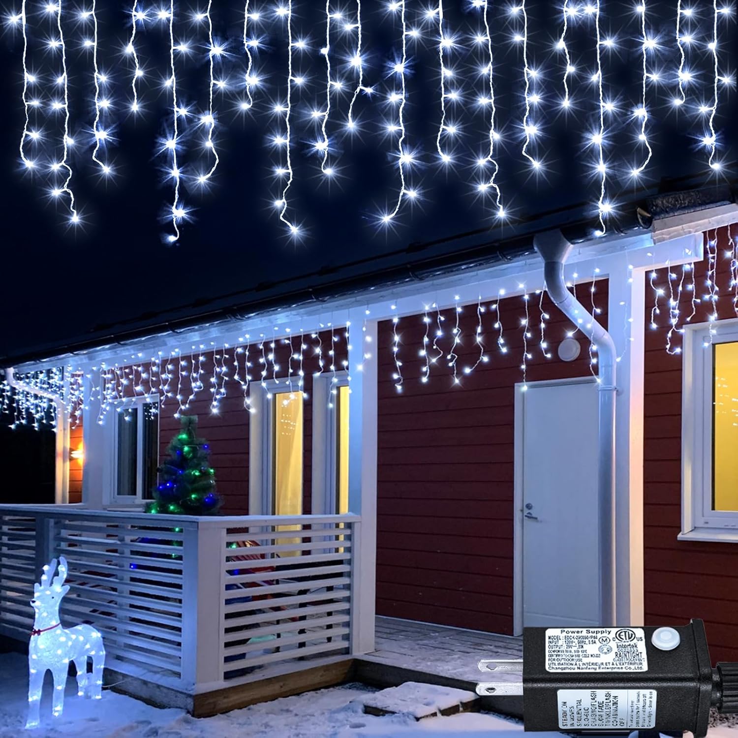 White Christmas Lights Outdoor - 33ft 400 LED Icicle Lights for Outside House, T...