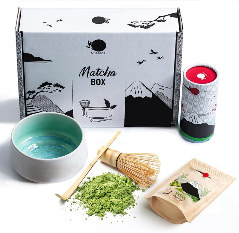 ORIGEENS Matcha Set with a Matcha Whisk, Ceramic Matcha Bowl, Organic Japanese M...