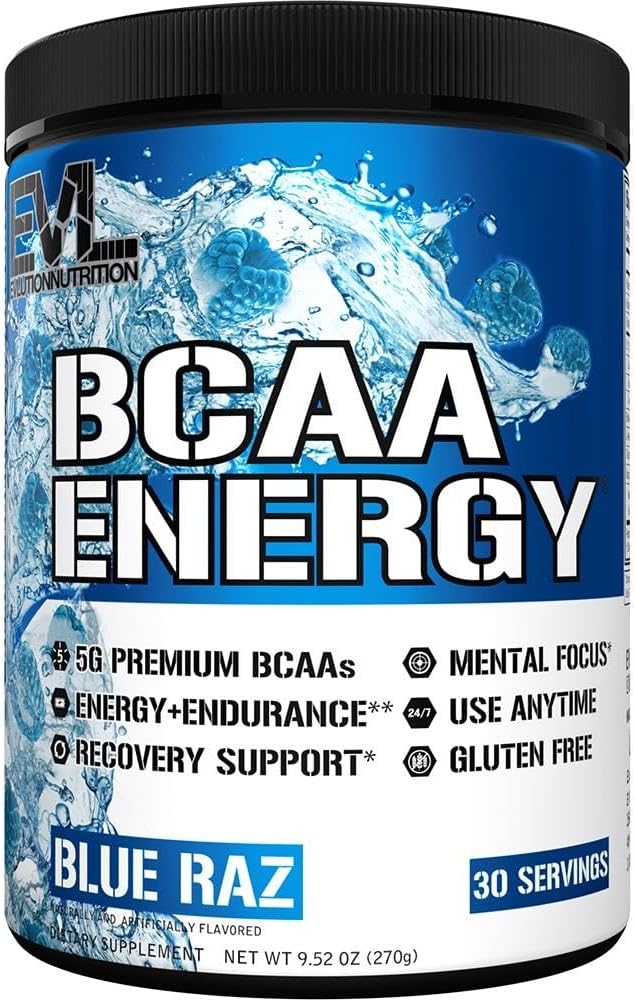 EVL BCAAs Amino Acids Powder - BCAA Energy Pre Workout Powder for Muscle Recover...