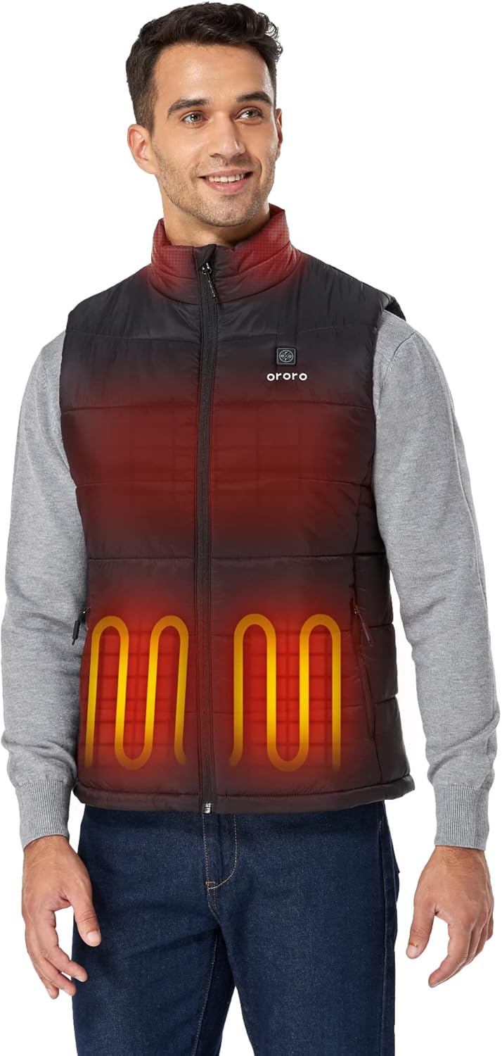 ORORO Men's Heated Gilet with Power Bank, Heated Vest Men Up to 10 Hours of Warm...