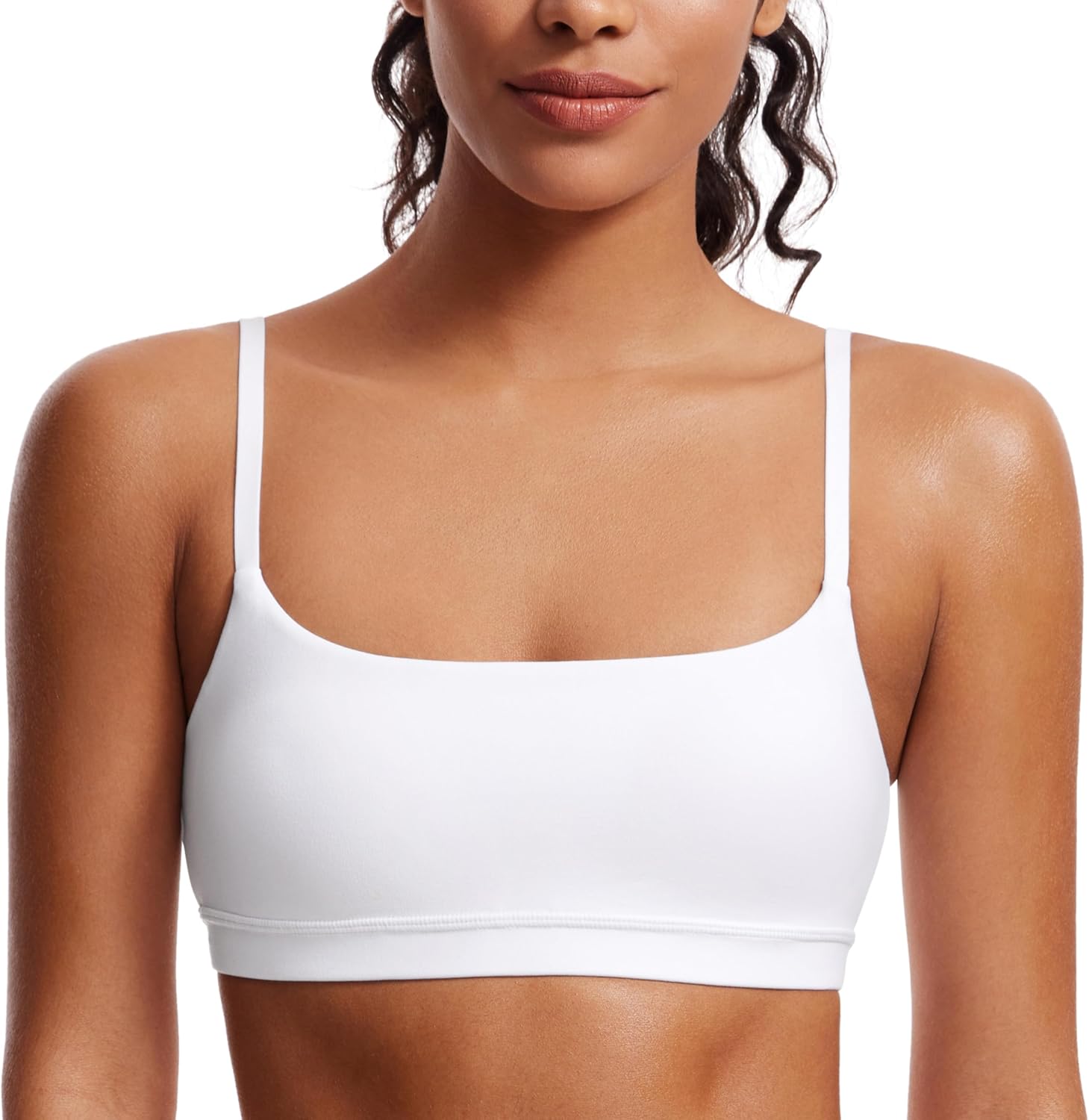 CRZ YOGA Womens Butterluxe Adjustable Spaghetti Strap Sports Bra - Scoop Neck Wi...