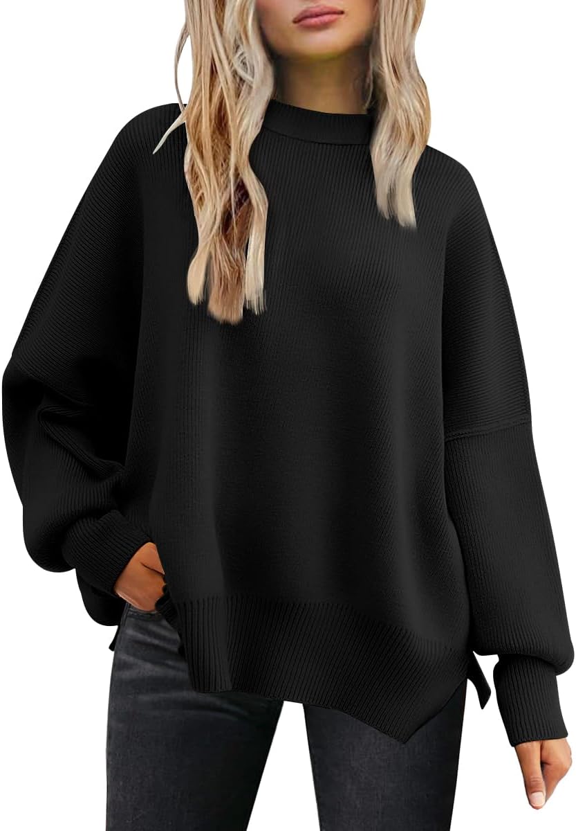 EFAN Women's Oversized Sweaters 2024 Fall Crewneck Batwing Sleeve Pullover Sweat...